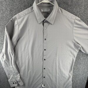 Mizzen Main Performance Nylon Polyester Spandex Large Trim Gray Mens Solid Shirt